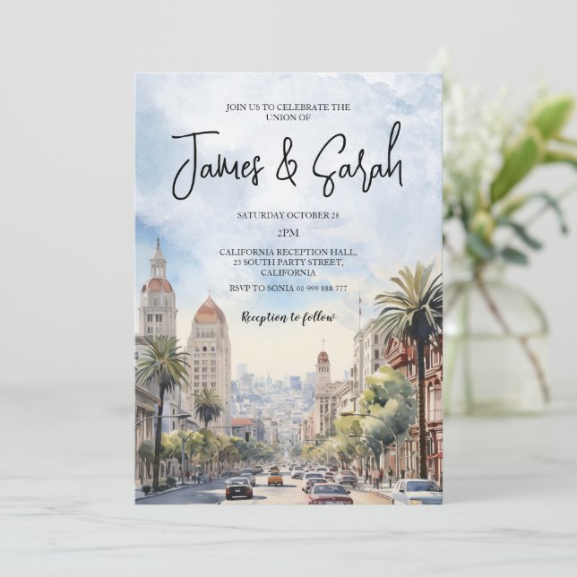 California Landscape Wedding Destination Invitation (Standing Front)