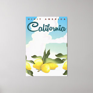 California Lemons Vintage travel print. Canvas Print