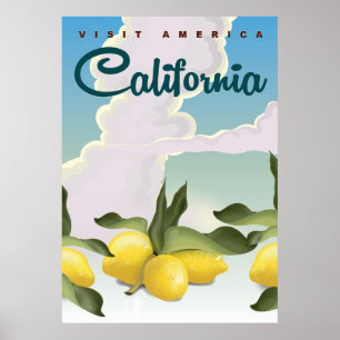 California Lemons Vintage travel print. Poster