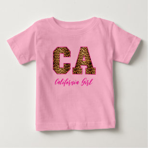 “California” Leopard Font USA State Pride Custom Baby T-Shirt