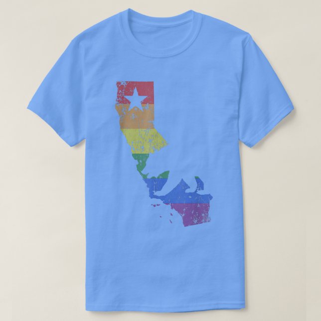 California LGBT  Gay Pride Rainbow Flag  T-Shirt (Design Front)