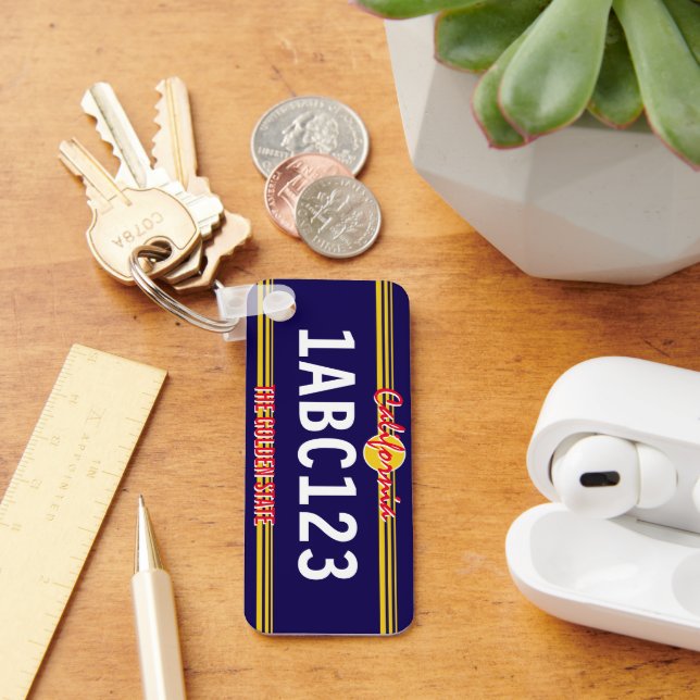  California license plate retro style custom metal Key Ring (Desk)