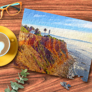 California Lighthouse on Rocky Cliff, Ocean Photo Jigsaw Puzzle