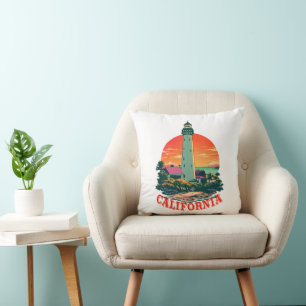 California Lighthouse Sunset View Cushion