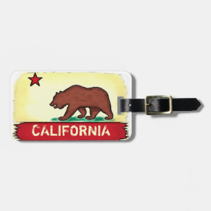 California local native artistic flag luggage tag