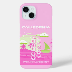 California, Los Angeles, Travel Art, Preppy, Pink iPhone 15 Case