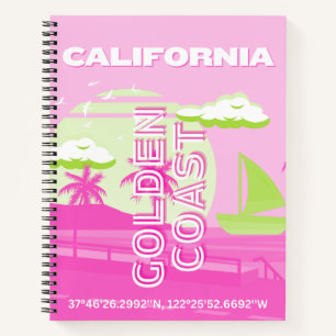 California, Los Angeles, Travel Art, Preppy, Pink Notebook