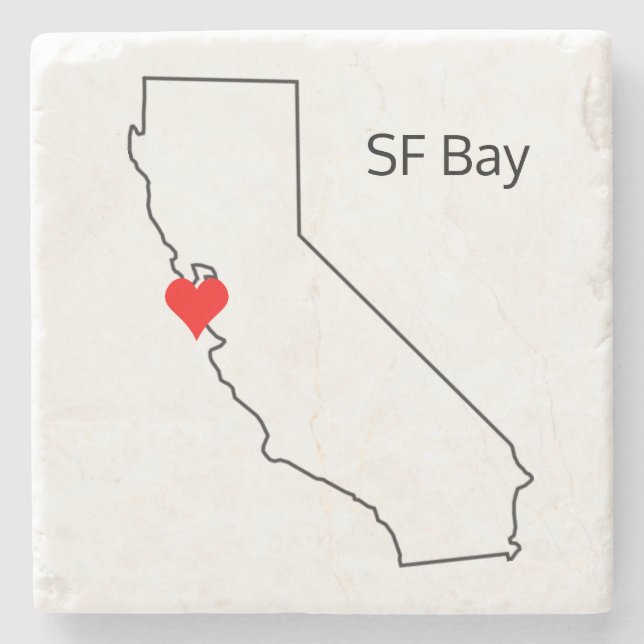 California Love Custom Location San Francisco Bay Stone Coaster (Front)