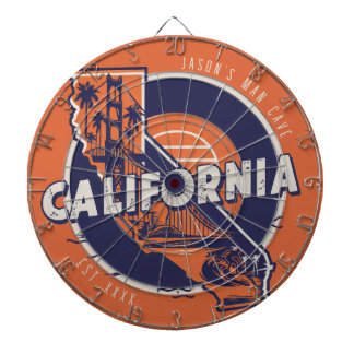 California Man Cave Custom Name Est Date Dartboard