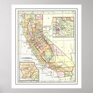 California Map from 1911 Poster