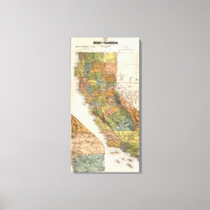 California Map showing townships and railroads Canvas Print