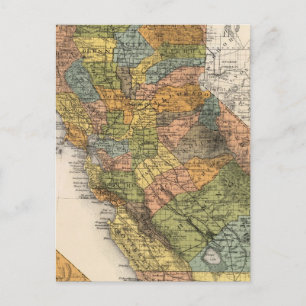 California Map showing townships and railroads Postcard