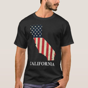 California Map State American Flag 4th Of July  T-Shirt