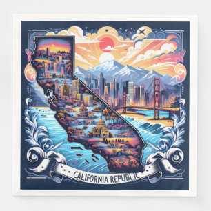 California Map Vector Art Napkin