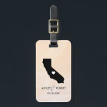 California Map Wedding Luggage Tag, Couple's Name Luggage Tag<br><div class="desc">These state luggage tags make the perfect wedding gift tags or welcome bag tags. Tie it to your gift instead of a typical paper gift tag, and they can use it for months and years to come. Tags have a peach apricot watercolor background. To place the heart at the wedding...</div>