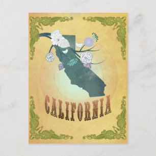 California Map With Lovely Birds Postcard