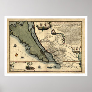 California & Mexico Early Map 1712 Poster
