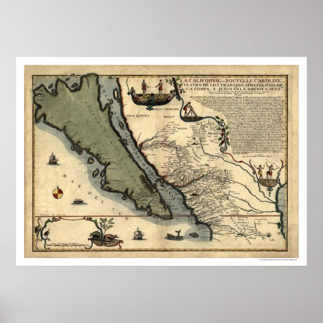 California & Mexico Early Map 1712 Poster (Front)