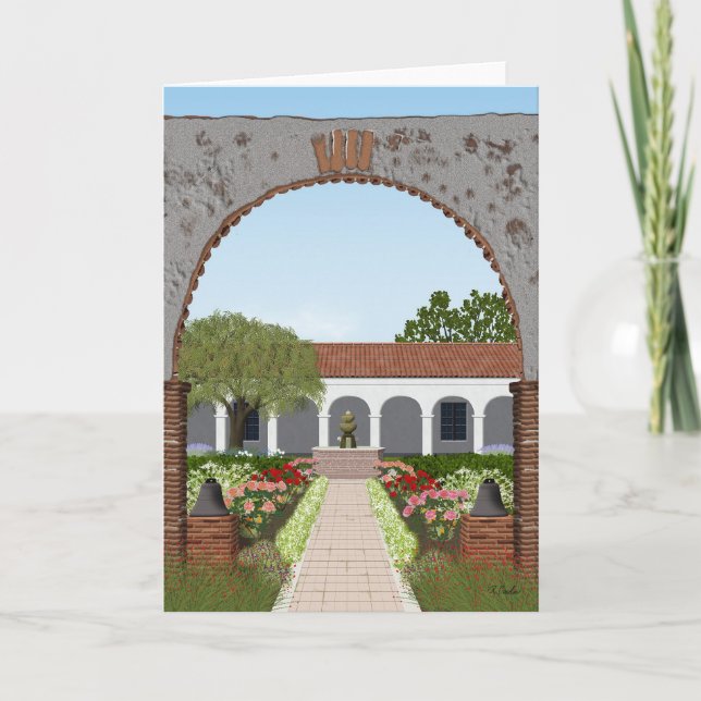 California mission greeting card, blank inside card (Front)