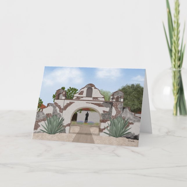 California mission greeting card, blank inside card (Front)