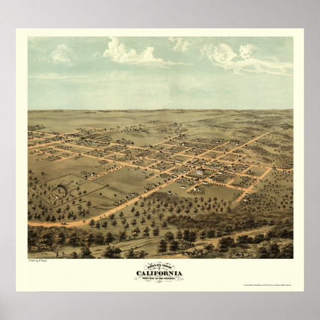 California, MO Panoramic Map - 1869 Poster (Front)