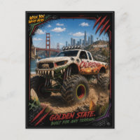 California Monster Truck Off Road Art Postcard