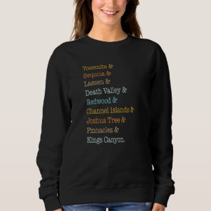 California National Parks List Vintage Yosemite Se Sweatshirt