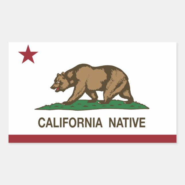 California Native Republic Flag Rectangular Sticker (Front)