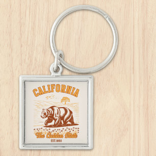California Nature Lover Gift – Retro Bear  Key Ring