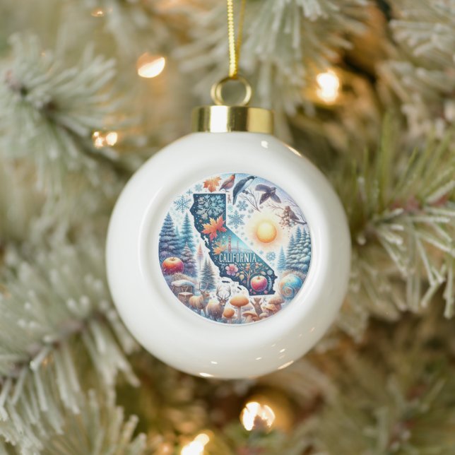 California Nature Winter  Ceramic Ball Christmas Ornament (Tree)