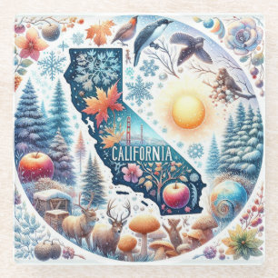 California Nature Winter Christmas Glass Coaster