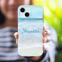 California Ocean Beach Blue Gold Confetti Custom