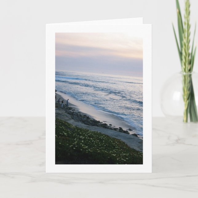California Ocean Sunset Beach Custom Greeting Card (Front)
