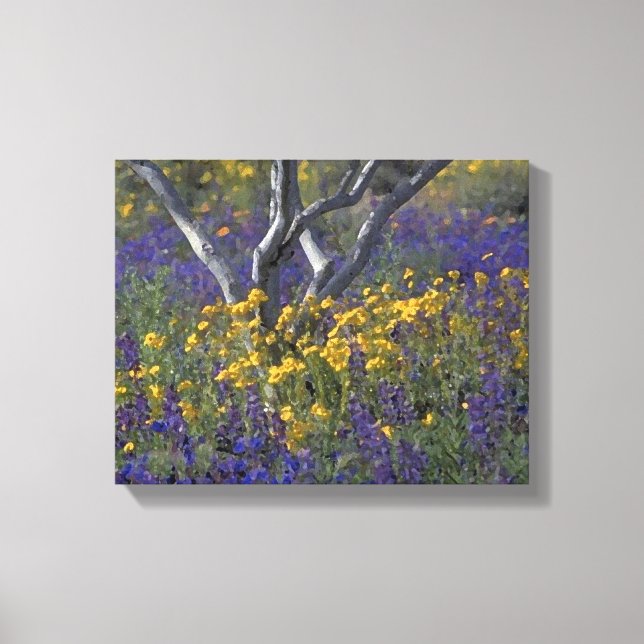 California Ojai Lupine & Poppies Watercolor Canvas Print (Front)