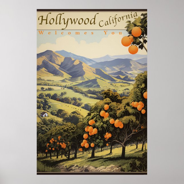 California Orange Groves - Old Hollywood - Travel  Poster (Front)