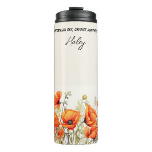 California Orange Poppies with Verse Personalised Thermal Tumbler