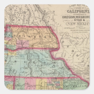 California, Oregon, Washington, Utah, New Mexico 2 Square Sticker