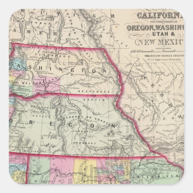 California, Oregon, Washington, Utah, New Mexico Square Sticker (Front)