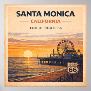 California Pacific Coast End Route 66 Poster