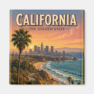 California Pacific Coast Skyline Golden Escape Magnet