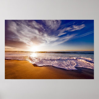 California Pacific Ocean sunset beach Poster