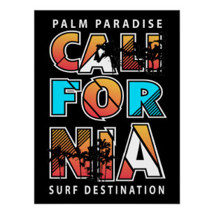 California Palm Paradise: A Surf Lover’s Dream Poster