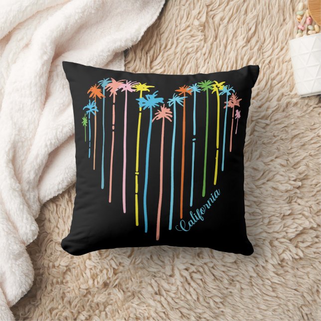 California Palm Trees Heart Design Cushion (Blanket)