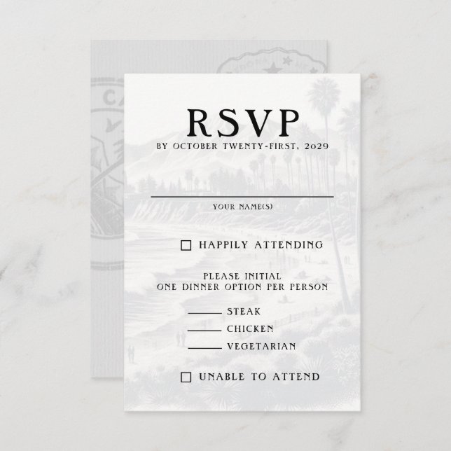 California Passport RSVP Card (Front/Back)