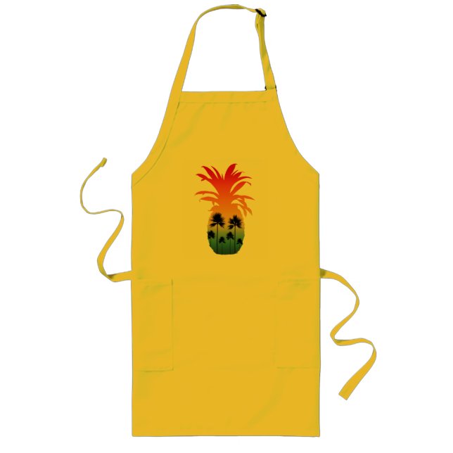 CALIFORNIA PINEAPPLE SUNSET PALM TREES  LONG APRON (Front)