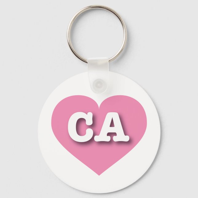 California Pink Heart - I love CA Key Ring (Front)