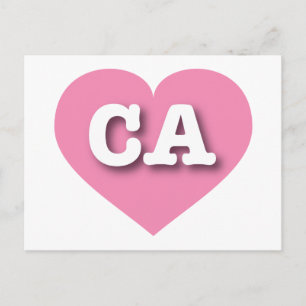 California Pink Heart - I love CA Postcard