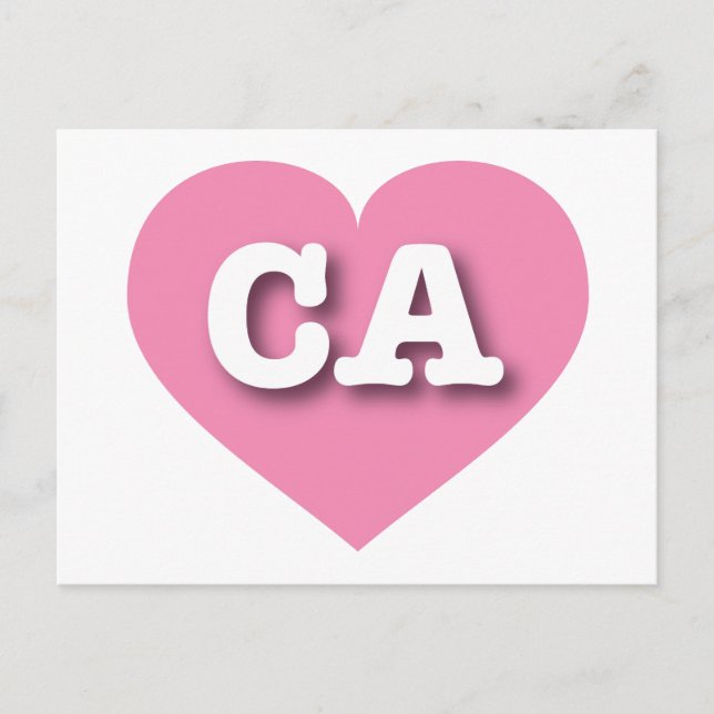 California Pink Heart - I love CA Postcard (Front)