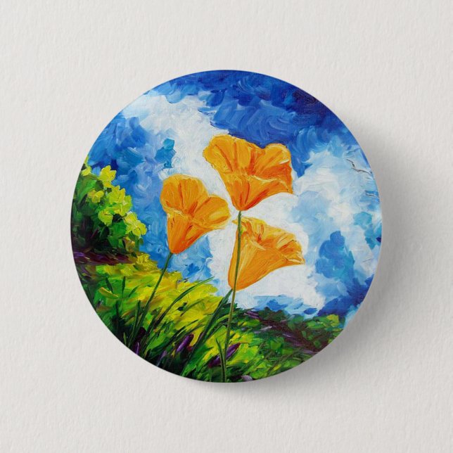 California Poppies 6 Cm Round Badge (Front)