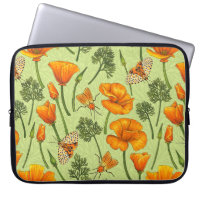 California poppies and moths on honey dew